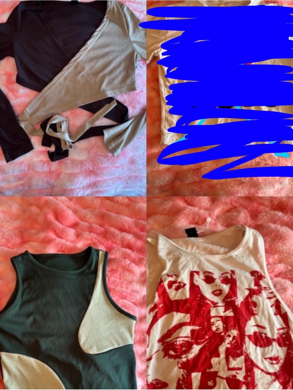 Tee & Tops Bundle - White, Black, Olive Green, Red Accents